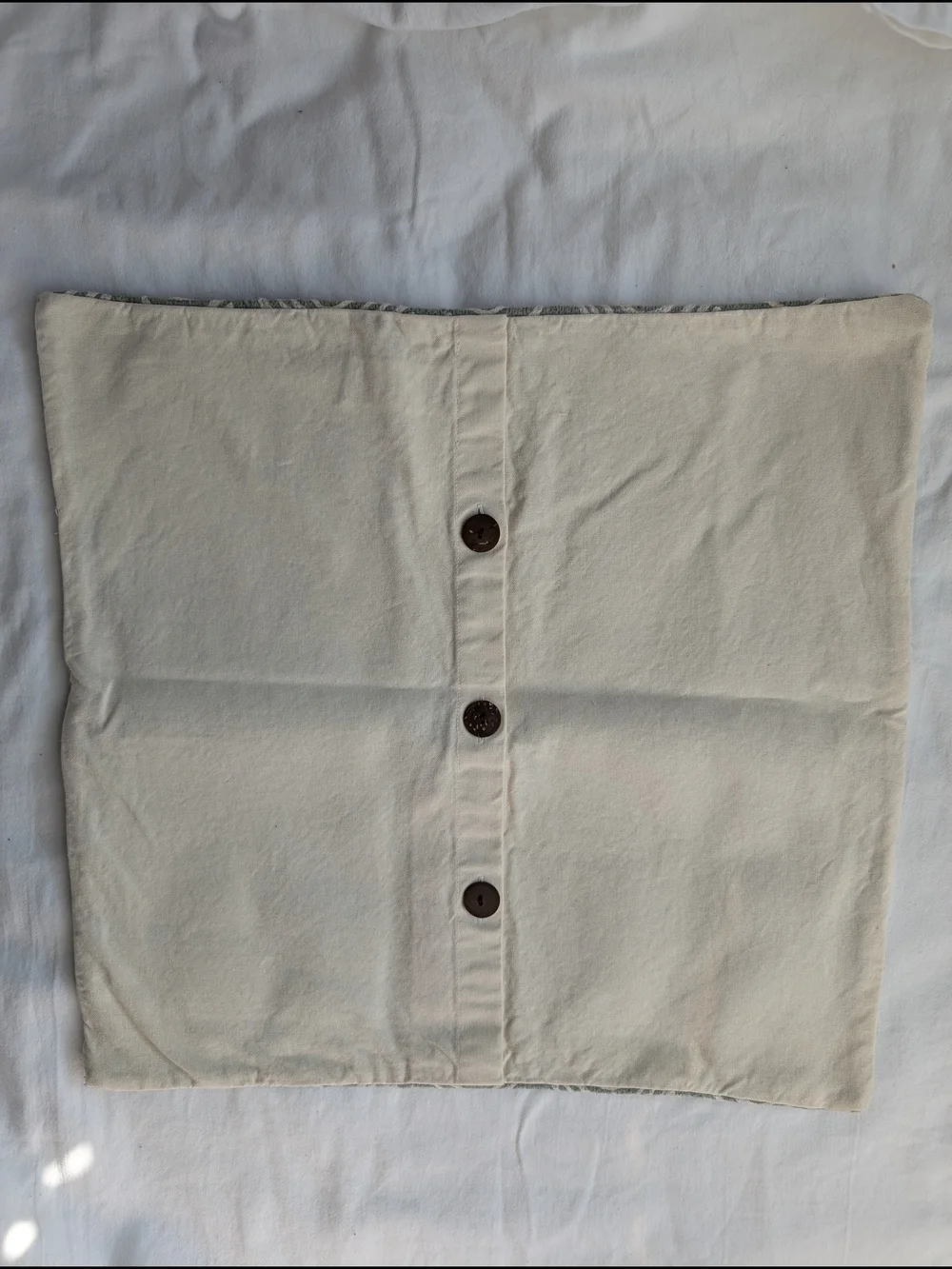 West Elm Embroidered Throw Pillow Covers in Sage Green and Cream - 2